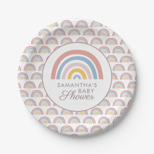 Boho Rainbow Chic Baby Shower Paper Plate
