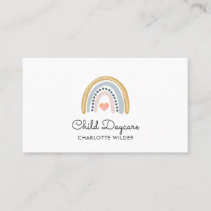 Boho Rainbow Child Daycare Business Card