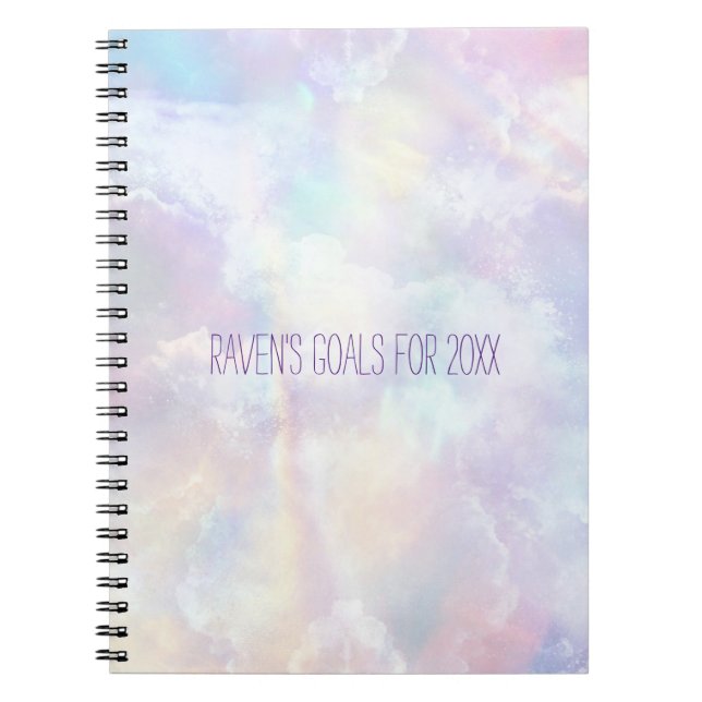 Boho Rainbow Clouds Goals Notebook (Front)