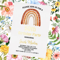 Boho Rainbow Custom Birthday Party Foil Invitation