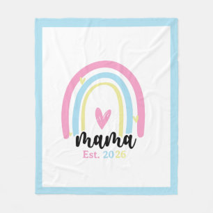 Boho Rainbow Custom Mama Est. Year Keepsake Fleece Blanket