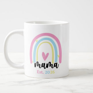 Boho Rainbow Custom Mama Est. Year Keepsake Large Coffee Mug