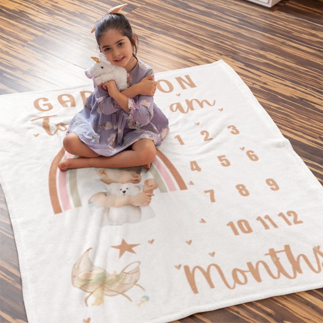 Boho Rainbow Cute Baby Photo Stroller Personalised Fleece Blanket (Creator Uploaded)