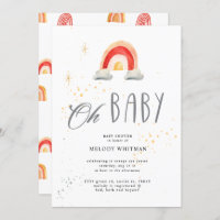 boho rainbow cute Baby Shower Invitation