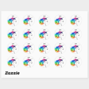 Boho Rainbow Cute Girls Unicorn Kids Classic Round Sticker