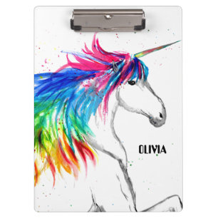 Boho Rainbow Cute Girls Unicorn Kids Clipboard