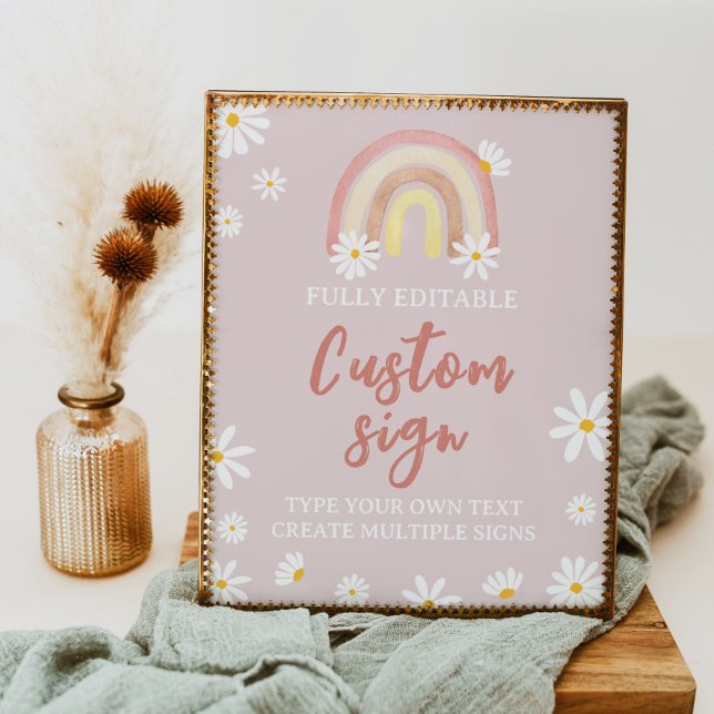 Boho Rainbow Daisy Birthday Party Table Sign (Creator Uploaded)