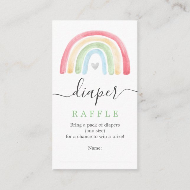 Boho Rainbow Diaper Raffle Baby Shower Card (Front)