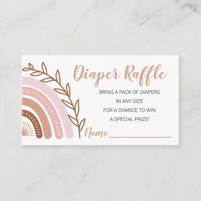 Boho Rainbow Diaper Raffle Ticket Enclosure Card (Front)