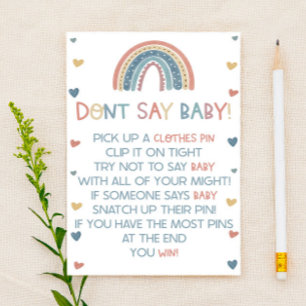 Boho Rainbow Don't Say Baby! Baby Shower Game
