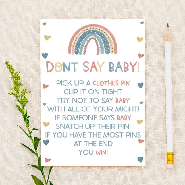 Boho Rainbow Don't Say Baby! Baby Shower Game (Creator Uploaded)