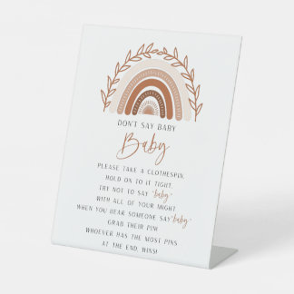 Boho Rainbow Don't Say Baby Baby Shower Sign