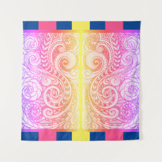 Boho Rainbow Doodle Wall Tapestry