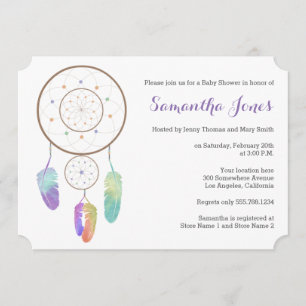 Boho Rainbow Dreamcatcher Baby Shower Invitation
