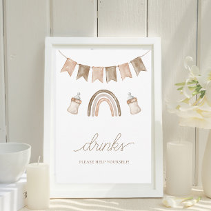 Boho Rainbow Drinks Gender Neutral Baby Shower Invitation