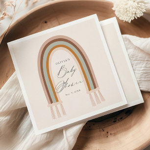 Boho Rainbow Earth Tone Baby Shower Napkin