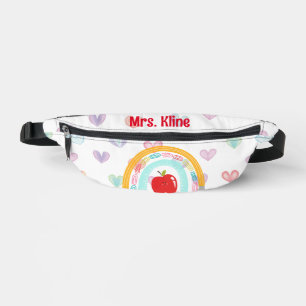 Boho rainbow educator school supply design custom bum bags