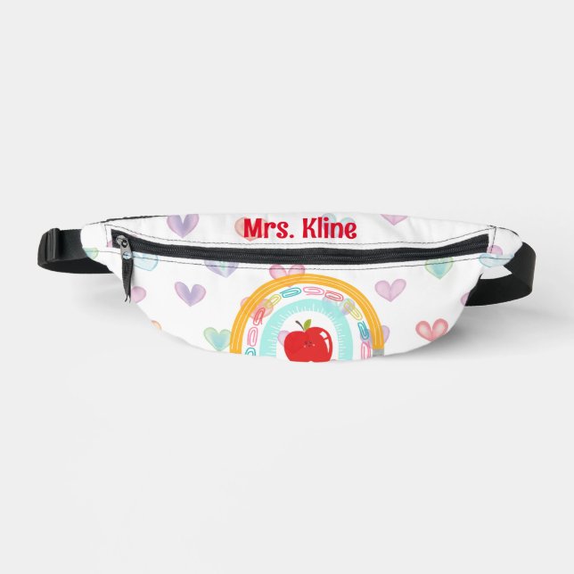 Boho rainbow educator school supply design custom bum bags (Front)