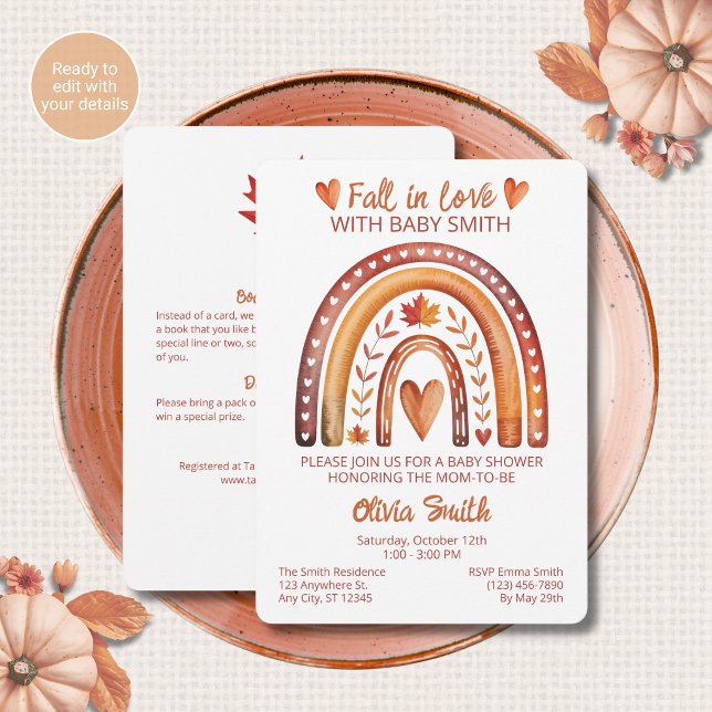 Boho Rainbow Fall All in One QR Code Baby Shower Invitation (Creator Uploaded)