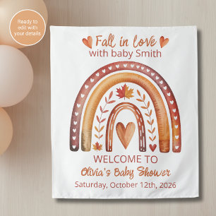 Boho Rainbow Fall in Love Baby Shower Backdrop Tapestry