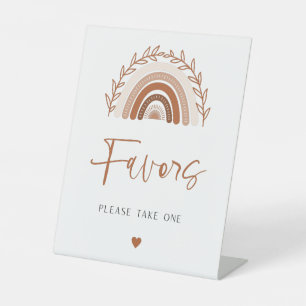 Boho Rainbow Favours Sign, Baby Shower Favours sig Pedestal Sign