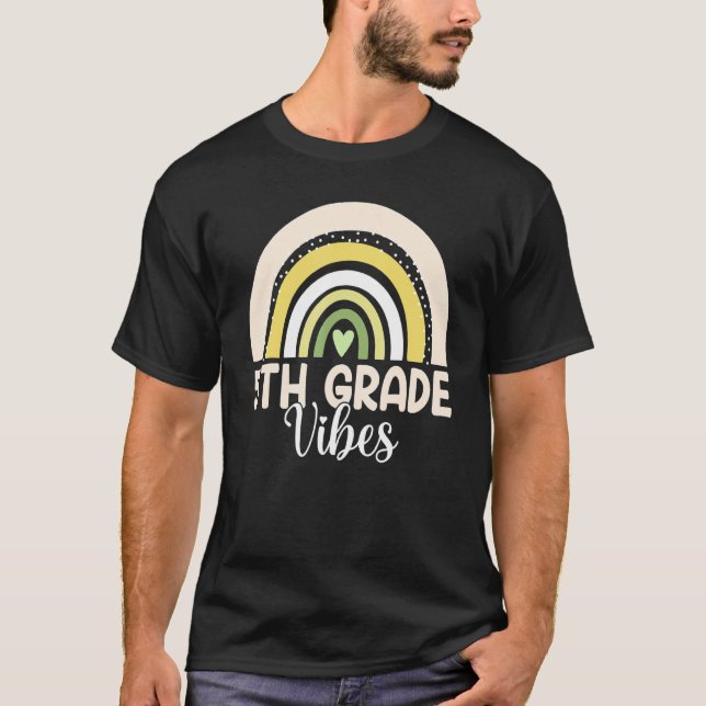 Boho Rainbow Fifth Grade Vibes 5th Teachers Back T T-Shirt (Front)