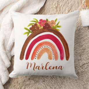 Boho Rainbow Floral Bohemian Natural Colour Cushion