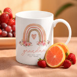 Boho Rainbow Floral Grandma Coffee Mug<br><div class="desc">Celebrate that special grandma in your life with a thoughtful and memorable gift. Give her something that she will cherish for years and remind her of the important role she plays in your life. The perfect present to spoil her with is this beautiful personalised coffee mug. The mug features a...</div>