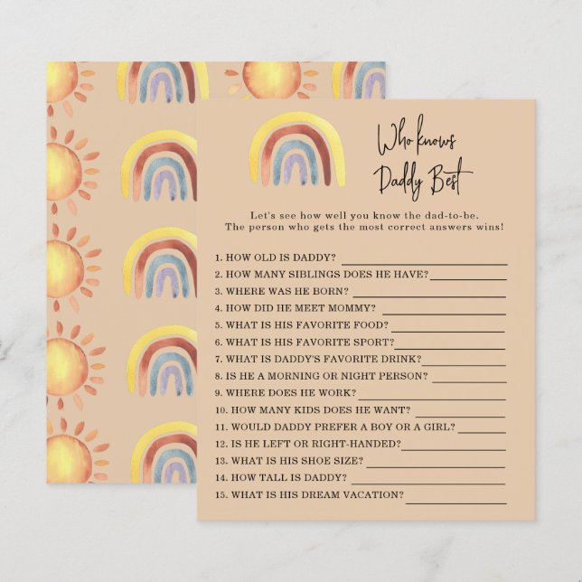 Boho Rainbow Game Who knows DADDY best (Front/Back)
