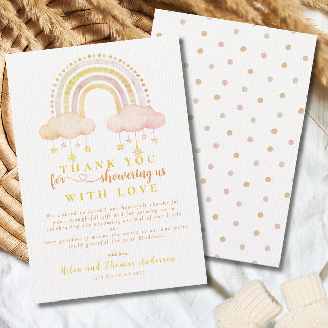 Boho Rainbow Gender Neutral Baby Shower  Thank You Card (Creator Uploaded)