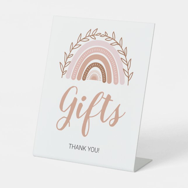 Boho Rainbow Gfts Sign, Baby Shower Sign 8x10" (Front)