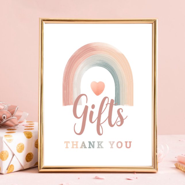 Boho Rainbow Gift Table Sign – Watercolor Earthy T (Gift Table Sign)