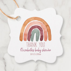 Boho Rainbow Girl Baby Shower Thank You Favour Tags