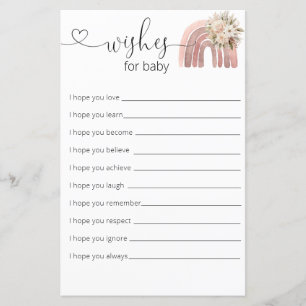 Boho Rainbow Girl Baby Shower Wishes For Baby
