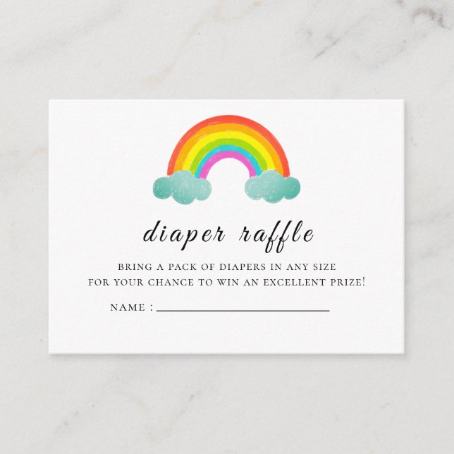 Boho Rainbow Girl Diaper Raffle Card (Front)
