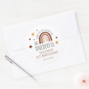 Boho Rainbow Girl First Birthday  Classic Round Sticker
