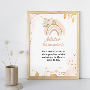 Boho Rainbow Grass baby shower Advice Parents Sign