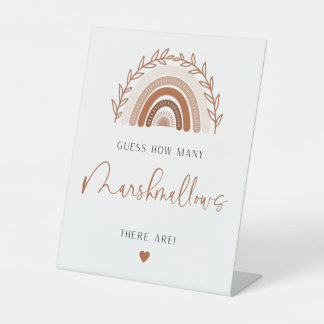 Boho Rainbow Guess How Many Marshmallows Game Pedestal Sign