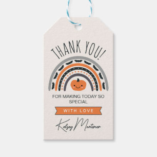 Boho Rainbow Halloween Baby Shower Thank You Gift Tags