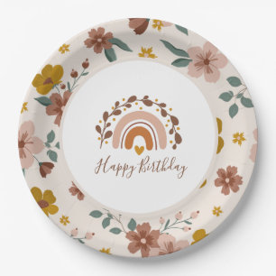 Boho Rainbow Happy Birthday Plates