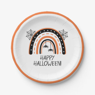 Boho Rainbow Happy Halloween Paper Plate