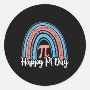Boho Rainbow Happy Pi Day 3.14 Math Geek 3  Classic Round Sticker