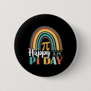 Boho Rainbow Happy Pi Day 3.14 Math Geek 6 Cm Round Badge