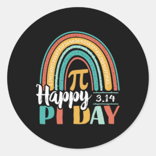 Boho Rainbow Happy Pi Day 3.14 Math Geek  Classic Round Sticker