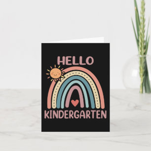 Boho Rainbow Heart For Teachers Women Hello Kinder Card
