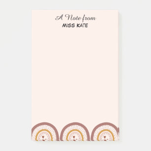 Boho Rainbow Hearts Personalised Teacher Post-it N Notes