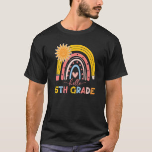 Boho Rainbow Hello 5th Grade Teacher First Day Of T-Shirt