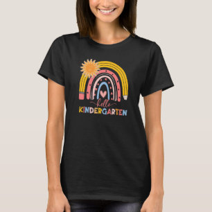 Boho Rainbow Hello Kindergarten Teacher First Day T-Shirt