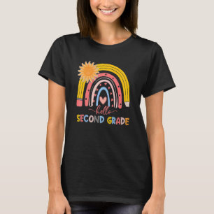 Boho Rainbow Hello Second Grade Teacher First Day T-Shirt