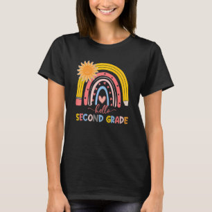 Boho Rainbow Hello Second Grade Teacher First Day T-Shirt